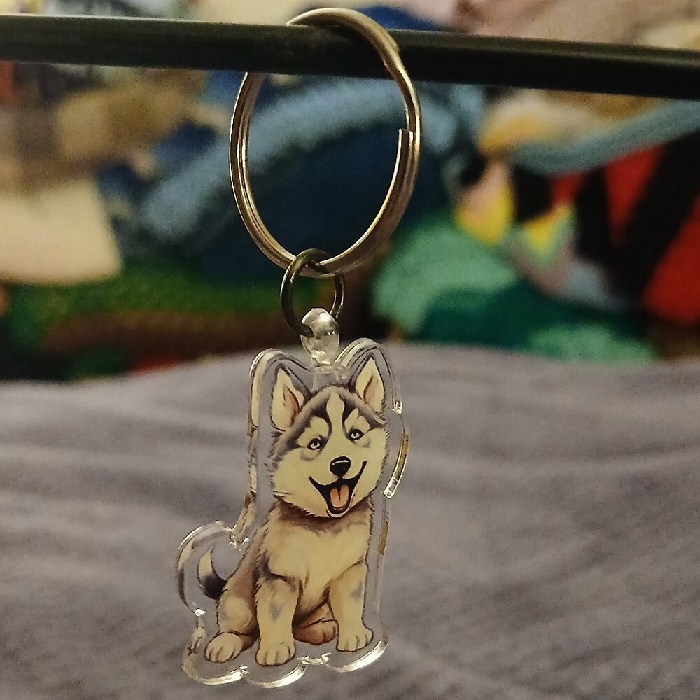 NWOT Husky Puppy Dog Kawaii Anime Cartoon Character Acrylic Keychain #29